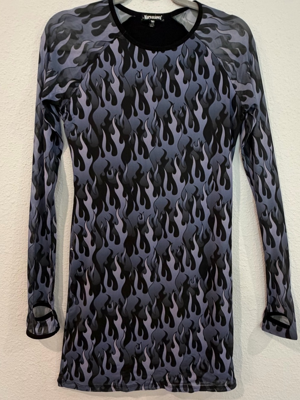 Dolls Kills Horoscopez "Hell On Heels" Blue Flame Mesh Mini Dress size medium - Picture 5 of 12